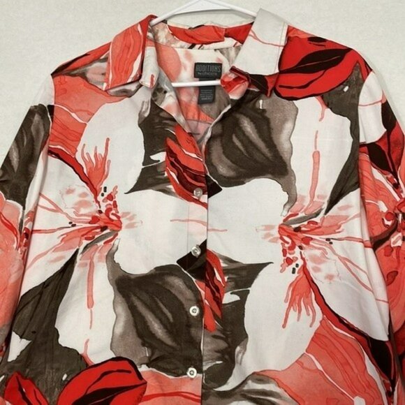 Chico's Blouse, 3/4 Sleeve Floral Button Up, Large - Picture 3 of 11